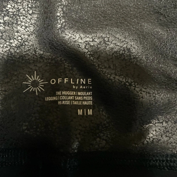 NWT Offline by Aerie Crossover Hi Waisted Crackle Black Leggings Size Medium - Picture 4 of 14
